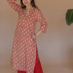 The Indian Ethnic Co Madder Cotton Straight Fit Printed Kurta image 3