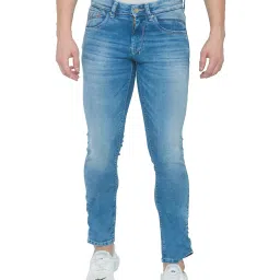 Spykar Light Blue Skinny Fit Heavily Washed Jeans image 1