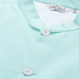 SOJANYA Turquoise Cotton Linen Comfort Fit Nehru Jacket image 5