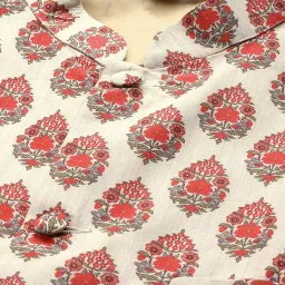 SOJANYA Beige & Maroon Comfort Fit Printed Nehru Jacket image 5