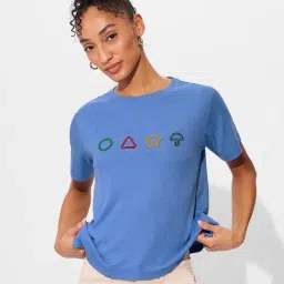 The Souled Store Blue Relaxed Graphic T-Shirt-image-49