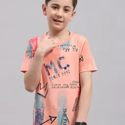 Monte Carlo Kids Peach Printed T-Shirt-image-85
