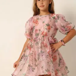 VERO MODA GIRL Pink & Green Floral Print Dress-picture-4