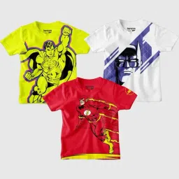 Bonkids Boys Round Neck Super Hero PrintedCottonPack of 3 T-Shirt-picture-43