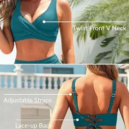 DREAM X FASHION V-Neck High-Waist Swim Bikini Set image 5