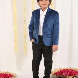 VASTRAMAY Boys Navy Solid Full Sleeves Blazer image 5