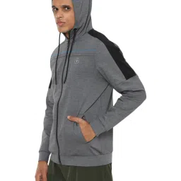 Van Heusen Grey  Regular Fit Colour Block Hooded Jacket image 3