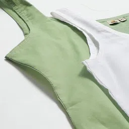 ADA Women White and Dark Green Pack of 2 Solid Sustainable Handloom Slips image 2