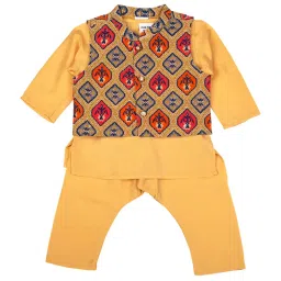 Mee Mee Kids Beige Printed Kurta Set image 1