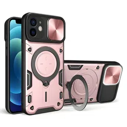 LIRAMARK Iphone 12 Impact Resistant With Stand & Slider Camera Military Back Case-picture-19