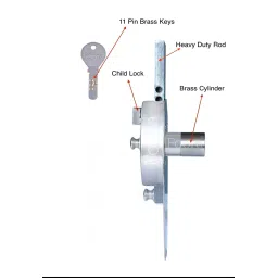 Foora Ht 6 Turn/Chal 11 Pin Brass Cylinder Polished Inter Door Lock with 3 Hi-Tech Keys (Silver) image 4
