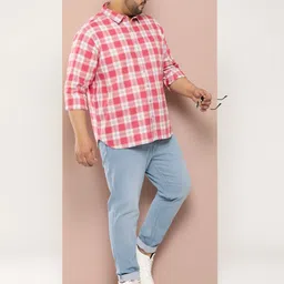 Sztori Men Plus Size Checked Pure Cotton Casual Shirt image 2