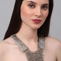 PUJVI Beaded Oxidised Jewellery Set-picture-23