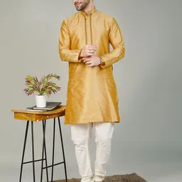 Wintage Mandarin Collar Straight Kurta With Pyjamas-image-14
