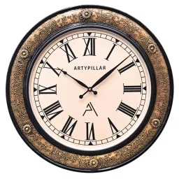 ARTYPILLAR 16In Wooden Frame with Brass Emboss Work and 12In Dome Glass Dial Wall Clock-picture-19