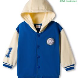 Babyoye 100% Cotton Knit Full Sleeves Hooded Sweatjacket With Teddy Bear Print - Blue-picture-22