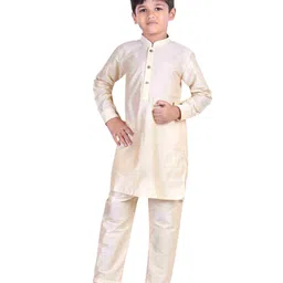 Pehanaava Full Sleeve Solid Kurta With Pyjama - Golden image 3