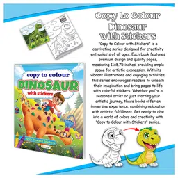 gowoo Copy to Colour Dinosaurs and Copy to Jungle with Stickers book for kids (Ages 3-12) : Copy to colour book, Kids colouring book, Coloring adventure fun for kids | Pack of 2 copy to colour book for kids with Stickers. image 2