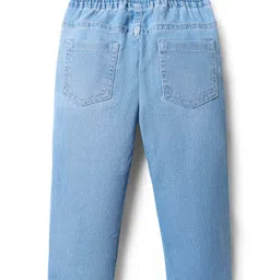 Babyhug Full Length Washed Stretchable Denim Jeans With Player Print - Light Blue image 2