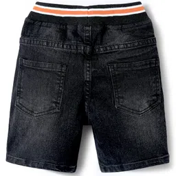 Babyhug Denim Solid Coloured Shorts With Stretch - Black image 2