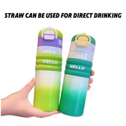 SCHOOLISH Outdoor Sports Double Drinking 550 ml Water Bottle New Cute Stainless Steel Thermos Water Bottle - PACK OF 1 - COLOR MAY VARY image 2