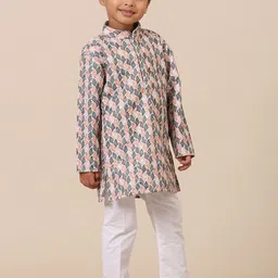 Stuffie Land Boys Embroidered Regular Sequinned Pure Cotton Straight Kurta with Pyjamas image 5