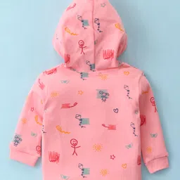 Tango Interlock Knit Full Sleeves Hooded Night Suit With Doodles Print - Light Pink image 3