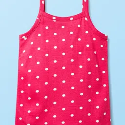 Babyhug 100% Cotton Single Jersey Knit Sleeveless Slips With Polka Dots & Tropical Theme Print Pack Of 3 - Pink White & Yellow image 3