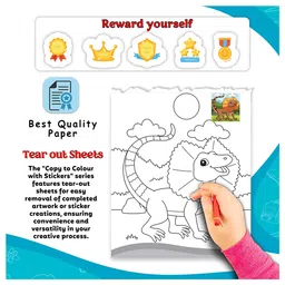 gowoo Copy to Colour Dinosaurs and Copy to Jungle with Stickers book for kids (Ages 3-12) : Copy to colour book, Kids colouring book, Coloring adventure fun for kids | Pack of 2 copy to colour book for kids with Stickers. image 4