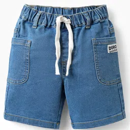 Babyhug Single Jersey Knit Half Sleeves Shirt & Shorts Set with Dino Print - Green & Navy Blue image 4