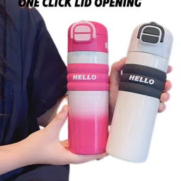 SCHOOLISH Outdoor Sports Double Drinking 550 ml Water Bottle New Cute Stainless Steel Thermos Water Bottle - PACK OF 1 - COLOR MAY VARY image 4