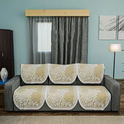 Myntra Elegant Homes Cream-Coloured Cotton Sofa Cover-picture-37
