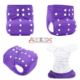 AEREX Reusable Baby Cloth Diapers For 6 Months to 3 Years With 2 Black Insert Pad Leak Proof Washable Diapers For New Born Babies Adjustable Pocket Cloth Diaper Nappies (Light Blue & Purple) image 5