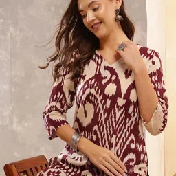Anouk Women Printed Regular Pure Cotton Kurta With Palazzos image 1