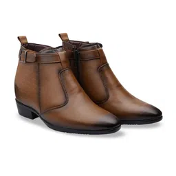 Bxxy Men 9 Cm Hidden Height Increasing Block-Heeled Buckle And Zip Formal Boot image 2