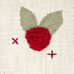 eyda Fuchsia & White 2 Pieces Embroidered Square Cotton Cushion Covers image 3