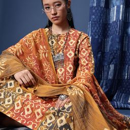 Taavi Indie-Printed Straight Indigo Kurta with Trousers & With Dupatta-picture-30