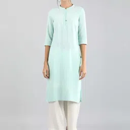 Aurelia Cyan Blue Cotton Straight Kurta-image-54