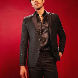 Vastramay Black Regular Fit Embellished Blazer image 1