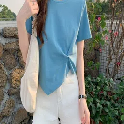 DressBerry Solid Round Neck Regular Fit Polyester T-shirt-image-26