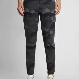Peter England Grey Cotton Regular Fit Camouflage Joggers image 1