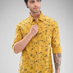 Spykar Yellow Slim Fit Printed Shirt image 1