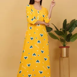 Sweet Dreams Yellow Printed Night Gown image 1