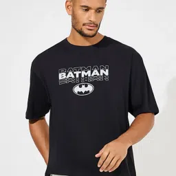 Styli Black Relaxed Fit Graphic Print Oversized Crew T-Shirt image 1