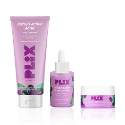 PLIX THE PLANT FIX Jamun Active Acne Juicy Cleanser, Dewy Serum & Smoothie Moisturizer Combo image 1