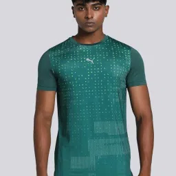 Puma One8 Green Slim Fit Printed Sports T-Shirt image 1