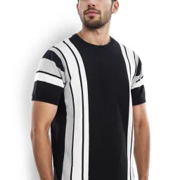 celio Celio* Black Straight Fit Striped T-Shirt image 1