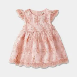 R&B Kids Pink Embroidery Regular Fit Dress-picture-17