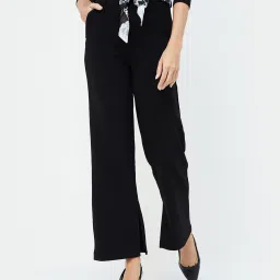 Code by Lifestyle Black Regular Fit Mid Rise Pants image 1