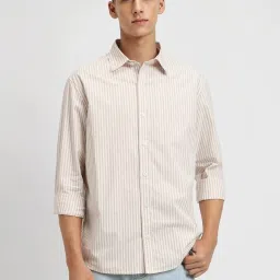 Forever 21 Beige Regular Fit Striped Shirt image 1